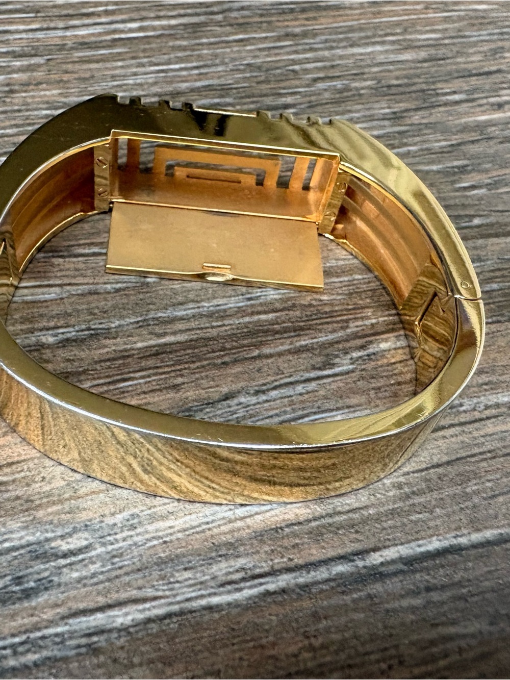 Tory Burch Gold Toned Hinged FitBit Bangle Bracelet - Picture 3 of 7